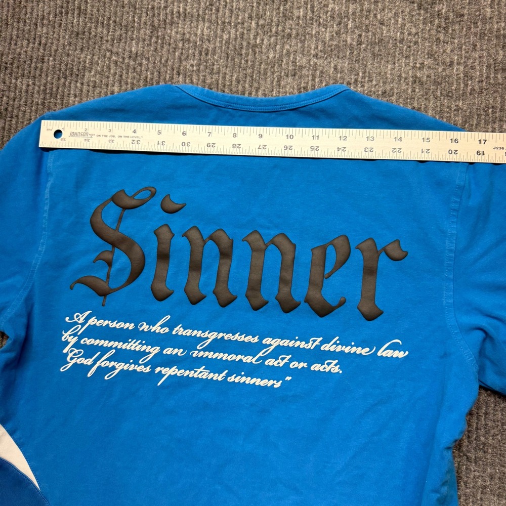 Vie Riche Paris Mens Saint Sinner Graphic T-Shirt Blue Size M Short Sleeve View 5